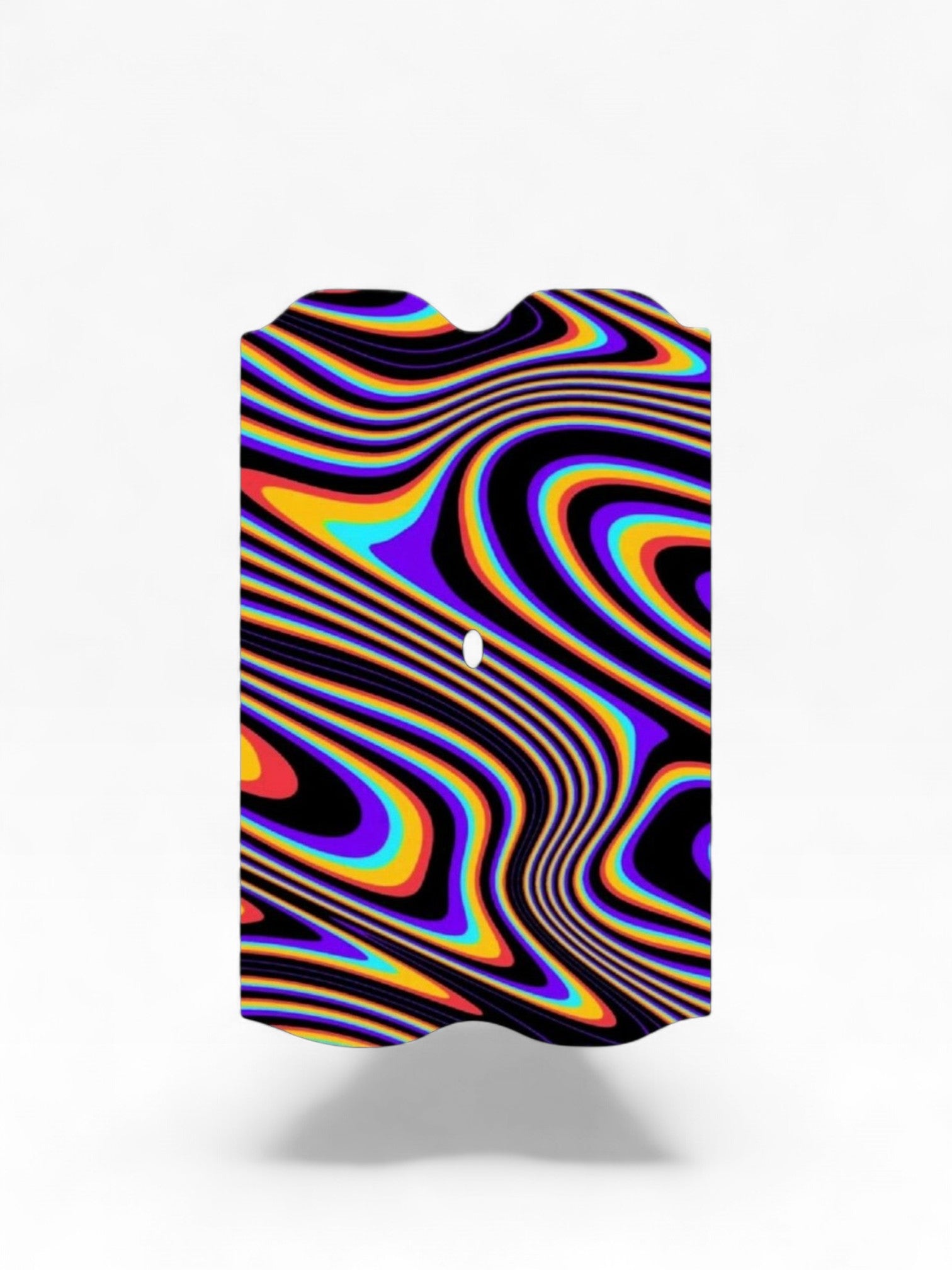 Cloud Skinz waterproof decal for Vuse Alto featuring a vibrant psychedelic swirl pattern in purple, orange, and blue.
