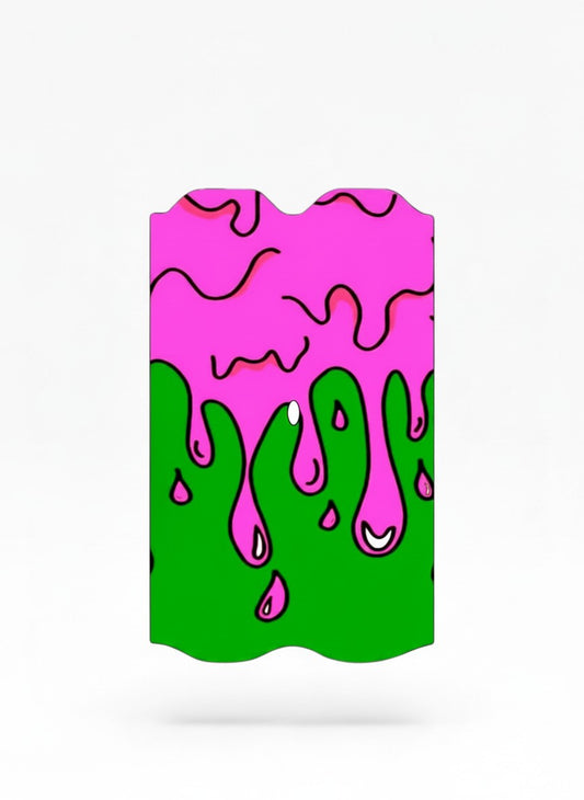 Cloud Skinz waterproof Vuse Alto decal featuring a vibrant pink and green slime drip design on a white background.