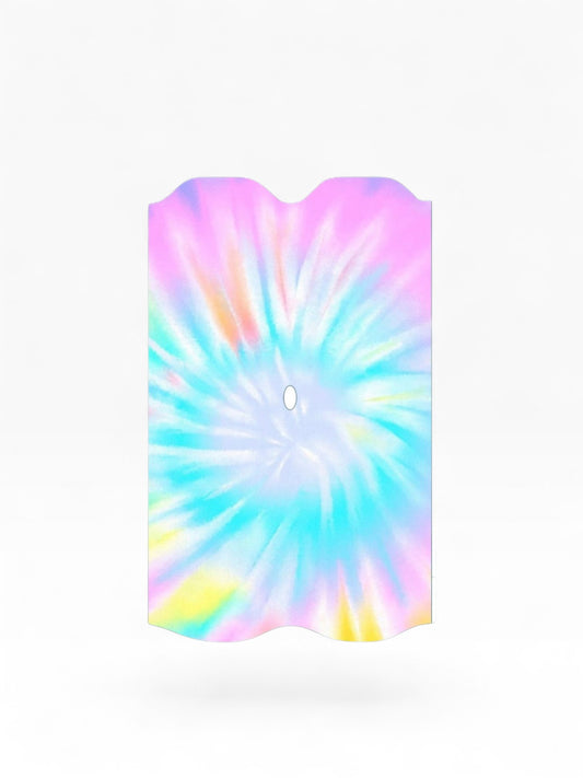 Cloud Skinz waterproof tie-dye decal skin for Vuse Alto vape device with vibrant pink, blue, and yellow swirl design.
