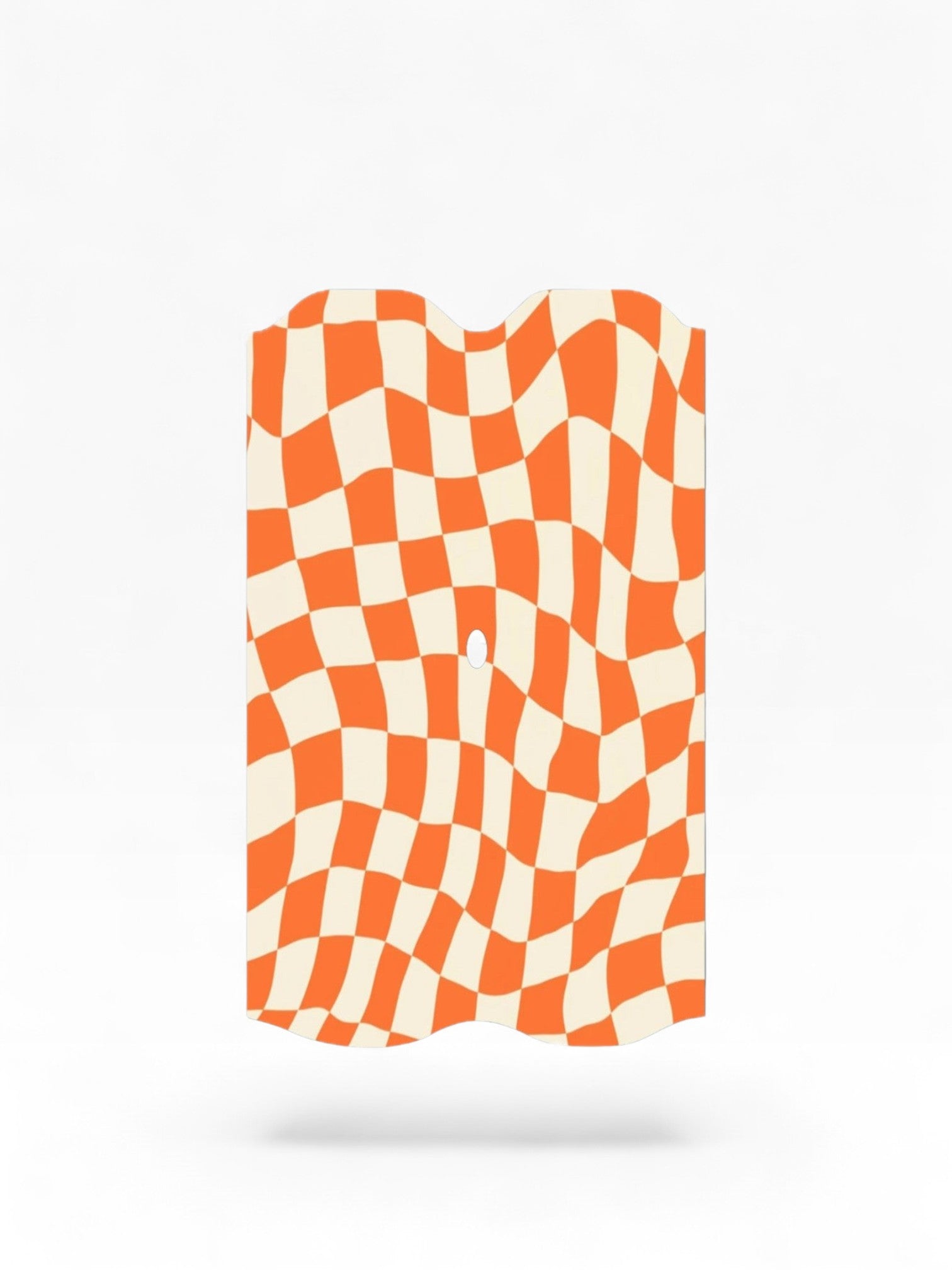 Cloud Skinz waterproof Vuse Alto decal featuring an orange and cream wavy checkerboard pattern