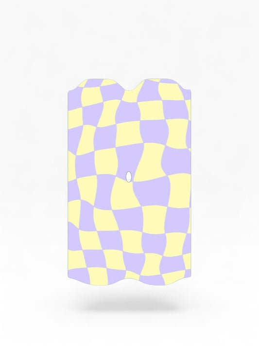 Cloud Skinz waterproof Vuse Alto decal featuring a wavy pastel yellow and lavender checkerboard pattern