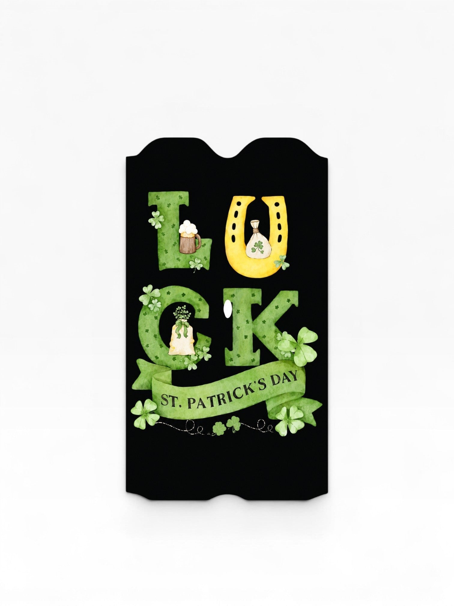 Cloud Skinz waterproof vinyl Vuse vape decal featuring St. Patrick's Day luck theme with shamrocks and gold horseshoe