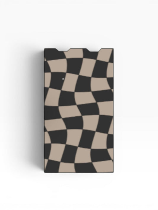Cloud Skinz waterproof vinyl Juul vape decal featuring a black and beige wavy checkered pattern